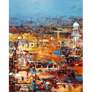 Shan Amrohvi, 24 x 30 inch, Acrylic on Canvas, Cityscape Painting, AC-SA-189